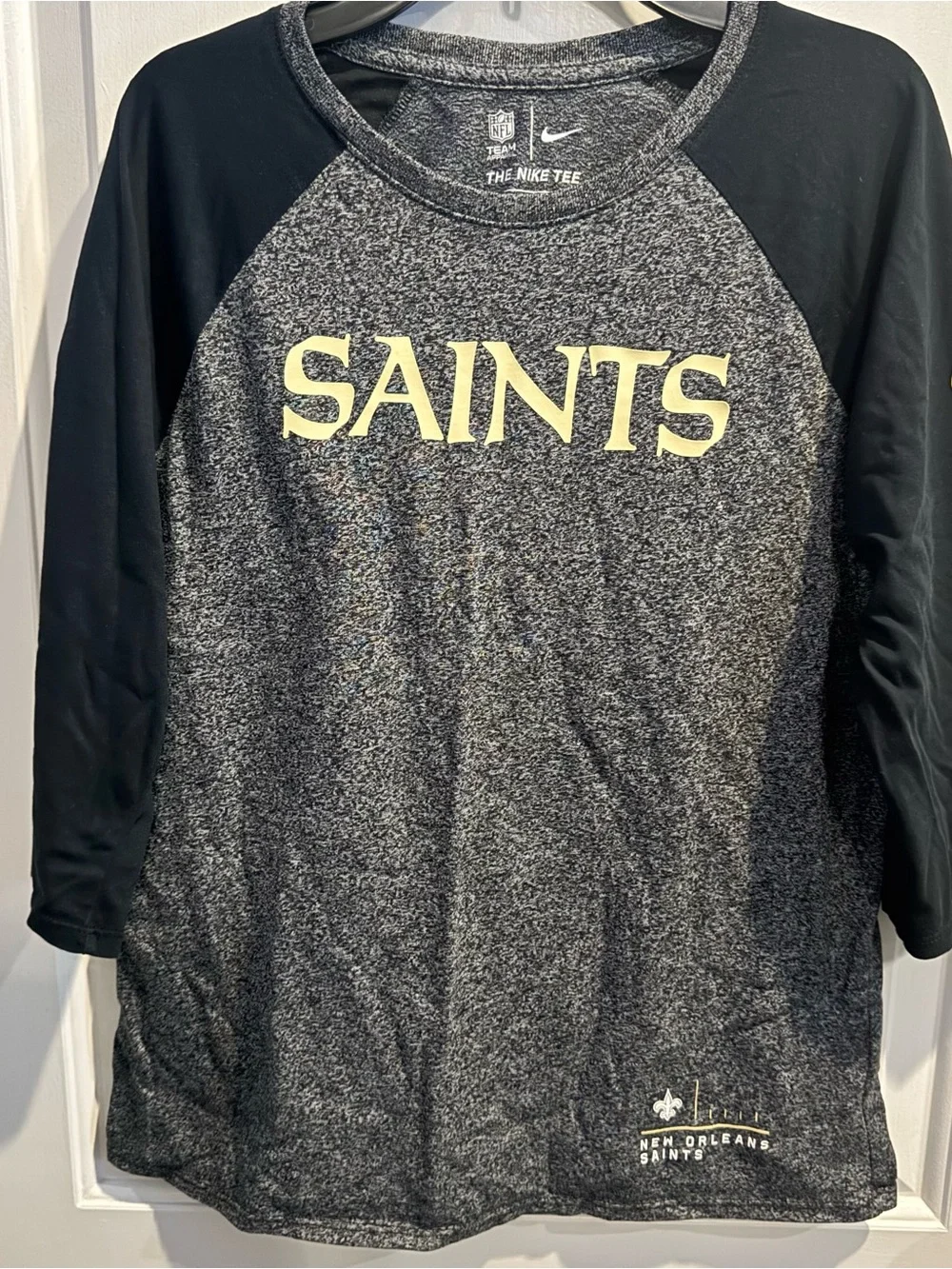 Nike Black and Heather Gray 'Saints' Half Sleeve Tee